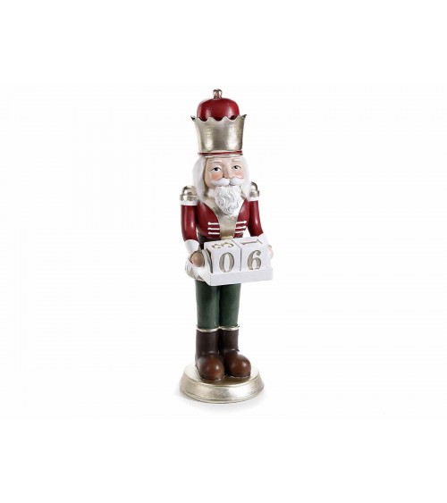 Nutcracker in Red and Green Resin with Golden Details and Removable Calendar -  - 