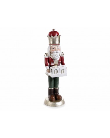 Nutcracker in Red and Green Resin with Golden Details and Removable Calendar -  - 
