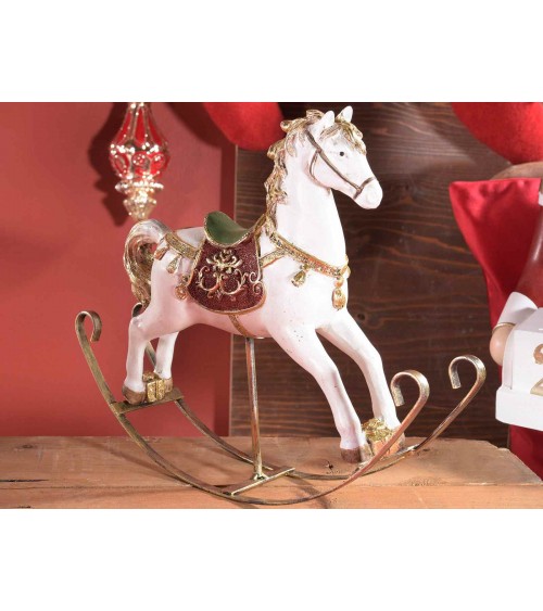 Set 2 Cavalli a Dondolo in Resina con Dettagli Dorati e Glitter - 