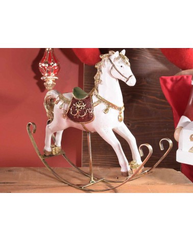Set 2 Cavalli a Dondolo in Resina con Dettagli Dorati e Glitter - 