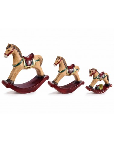 Set de 3 Chevaux à Bascule en Résine et Terre Cuite - 