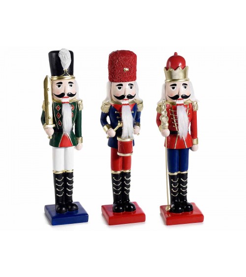 Set 3 Schiaccianoci Decorativi in Resina con Dettagli Dorati - 