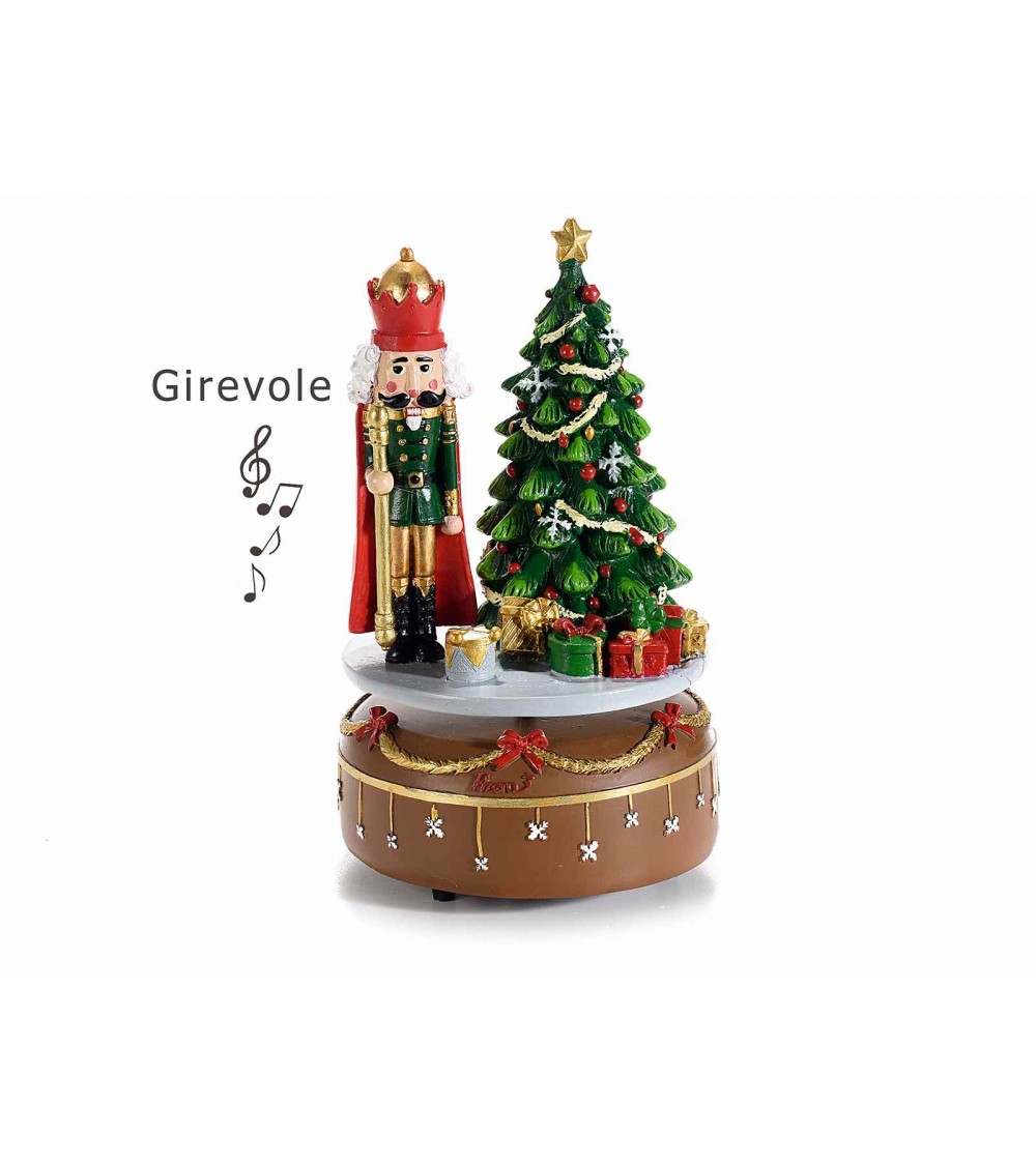 Rotating Music Box with Nutcracker and Christmas Tree in Resin -  - 