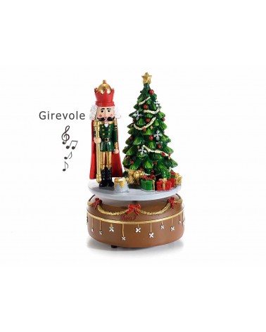 Carillon Girevole con Schiaccianoci e Albero di Natale in Resina - 