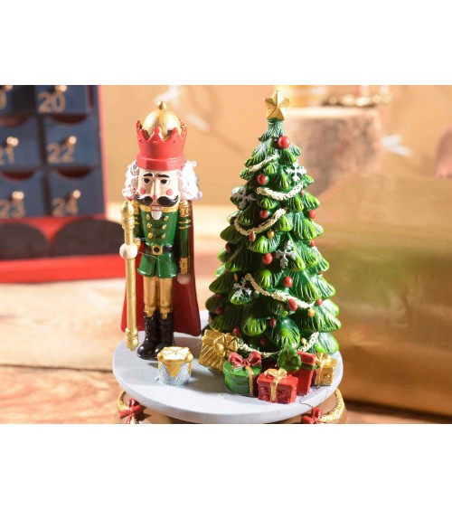 Rotating Music Box with Nutcracker and Christmas Tree in Resin -  - 