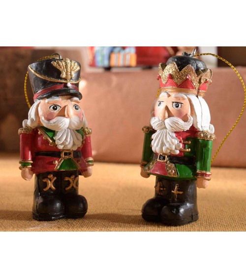 Set of 6 Resin Nutcrackers to Hang with Glitter Decorations -  - 