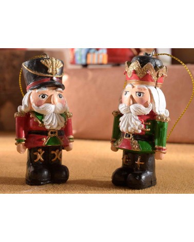 Set 6 Schiaccianoci in Resina da Appendere con Decori Glitter - 