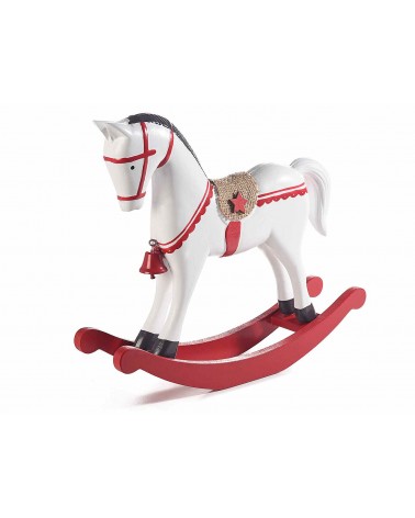 Cavallo a Dondolo in Legno con Campanella e Sella in Juta - 2 Pezzi - 