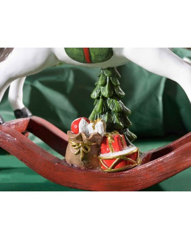 Cheval à bascule en résine avec arbre et cadeaux - 2 pièces - 