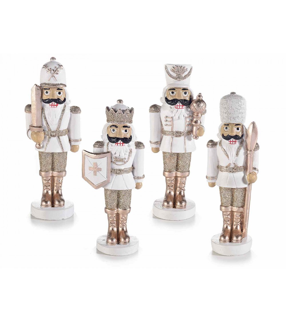 Set aus 8 Nussknackersoldaten aus Kunstharz mit Glitzerdetails - 