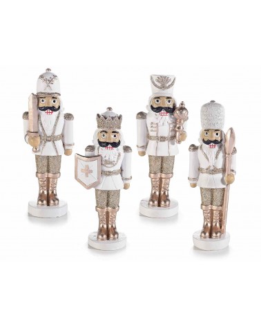 Set aus 8 Nussknackersoldaten aus Kunstharz mit Glitzerdetails - 