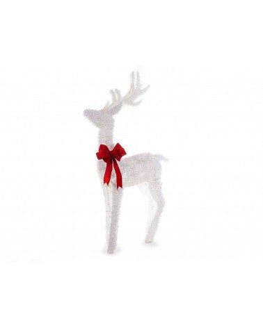 Renne en métal recouvert de neige avec lumières LED blanc chaud - 