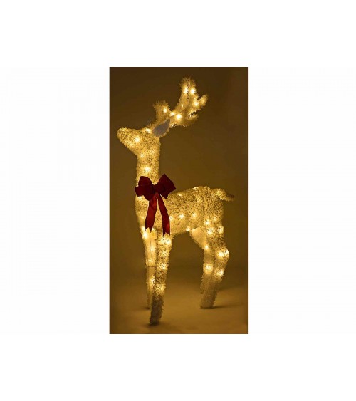 Snow-covered Metal Reindeer with Warm White Led Lights -  - 