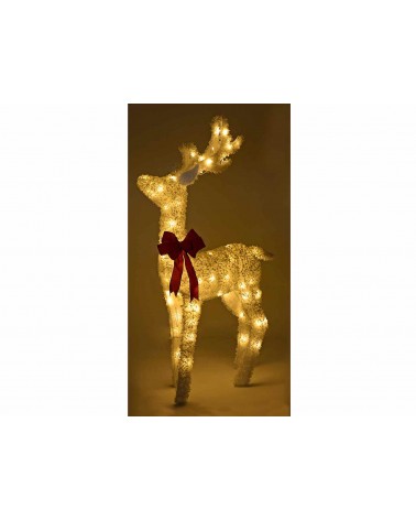 Renne en métal recouvert de neige avec lumières LED blanc chaud - 