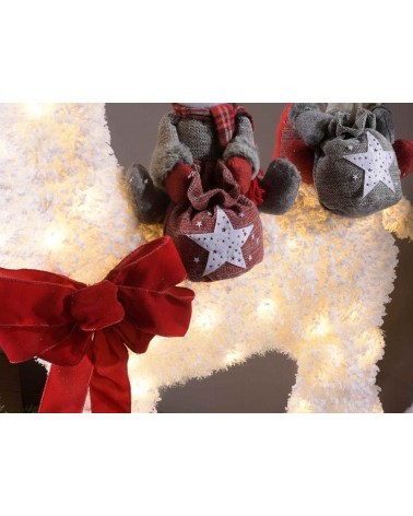 Schneebedecktes Rentier aus Metall mit warmweißen LED-Leuchten - 