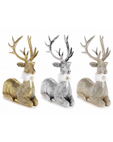 Reindeer in Metallized Resin Free-standing - 3 Pieces -  - 