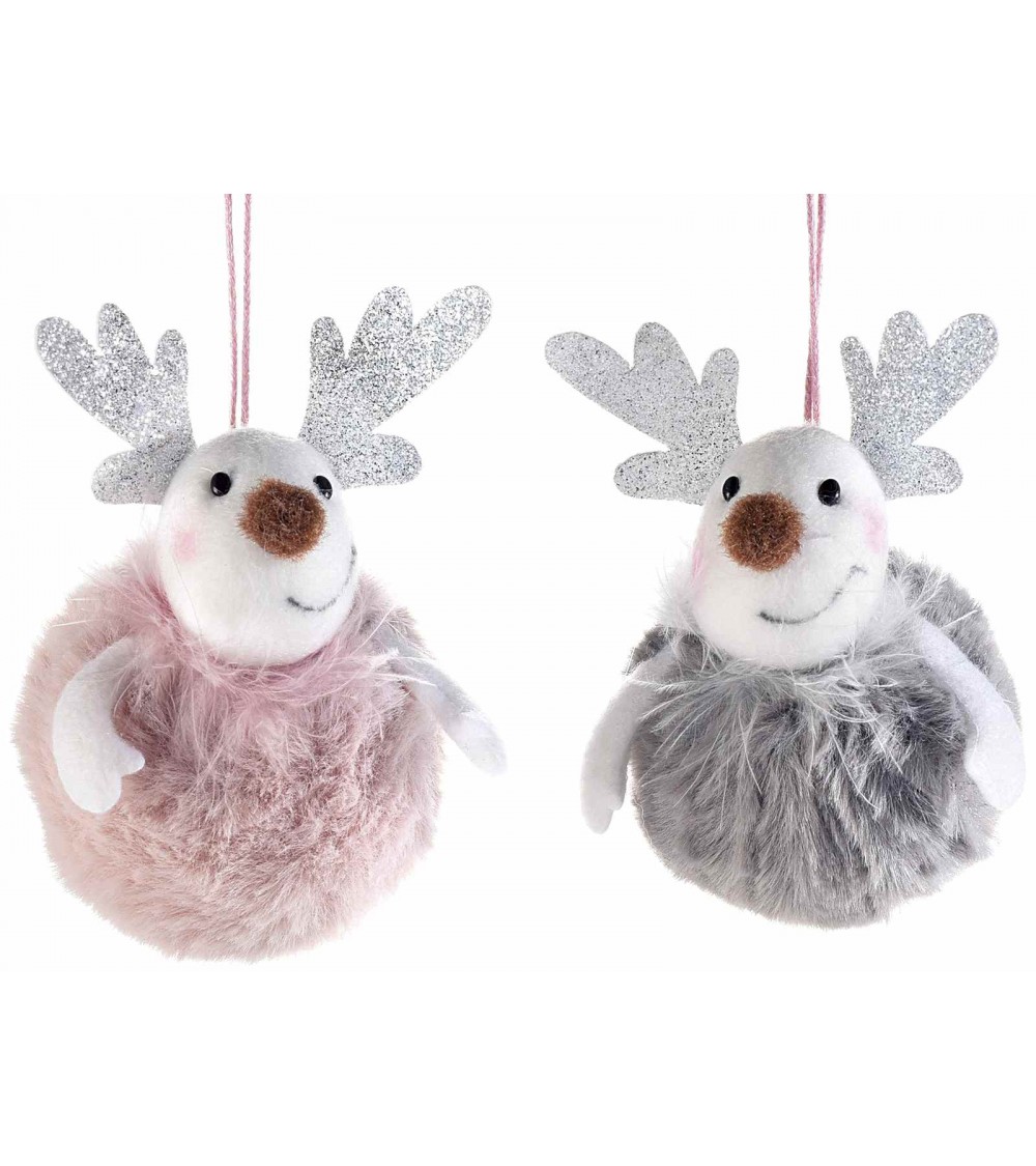 Reindeer in Eco-Fur with Glittered Horns - 12 Pieces -  - 