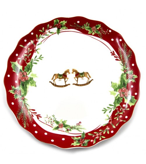 Porcelain Christmas Plate Service 18 pieces - Christmas Holly -