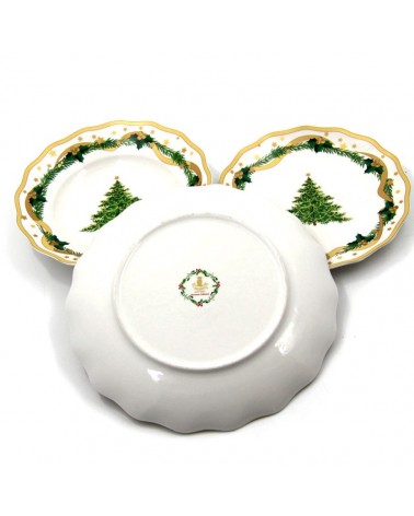 "Gold Christmas" Porcelain Christmas Plate Service 18 Pieces - Royal Family -