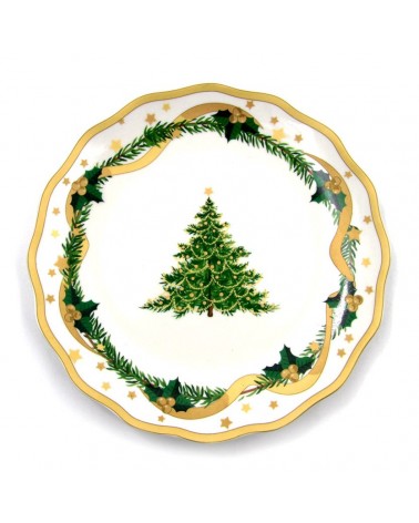 "Gold Christmas" Porcelain Christmas Plate Service 18 Pieces - Royal Family -