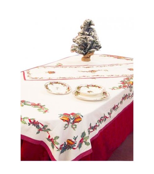Christmas Tablecloth in Cotton and Linen Rectangular "Christmas Carol" cm 140 x 240 - Royal Family -