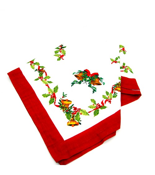 Tovaglia di Natale in Cotone e Lino "Christmas Carol" cm 140 x 140 - Royal Family - 