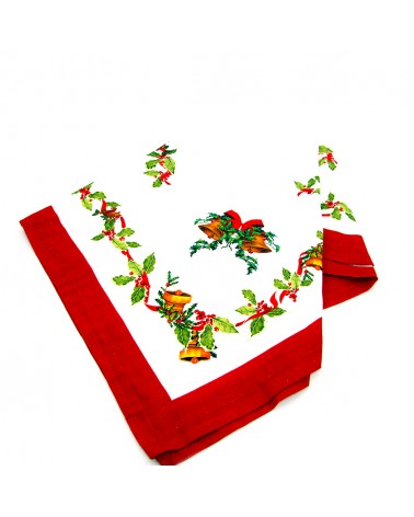 Christmas Tablecloth in Cotton and Linen "Christmas Carol" cm 140 x 140 - Royal Family -