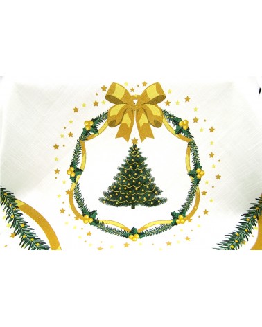 Weihnachtstischdecke aus Baumwolle und Leinen „Gold Christmas“ 140 x 140 cm – Königsfamilie –