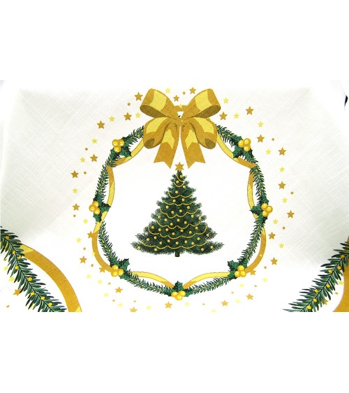 Rechteckige Weihnachtstischdecke aus Baumwolle und Leinen "Gold Christmas" 140 x 240 cm - Royal Family - 