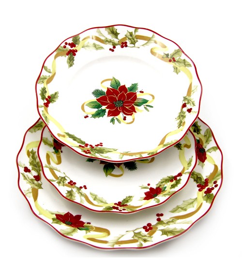 Christmas Dinner Set in Porcelain "Christmas Star" 18 Pieces - Royal Family -  - 