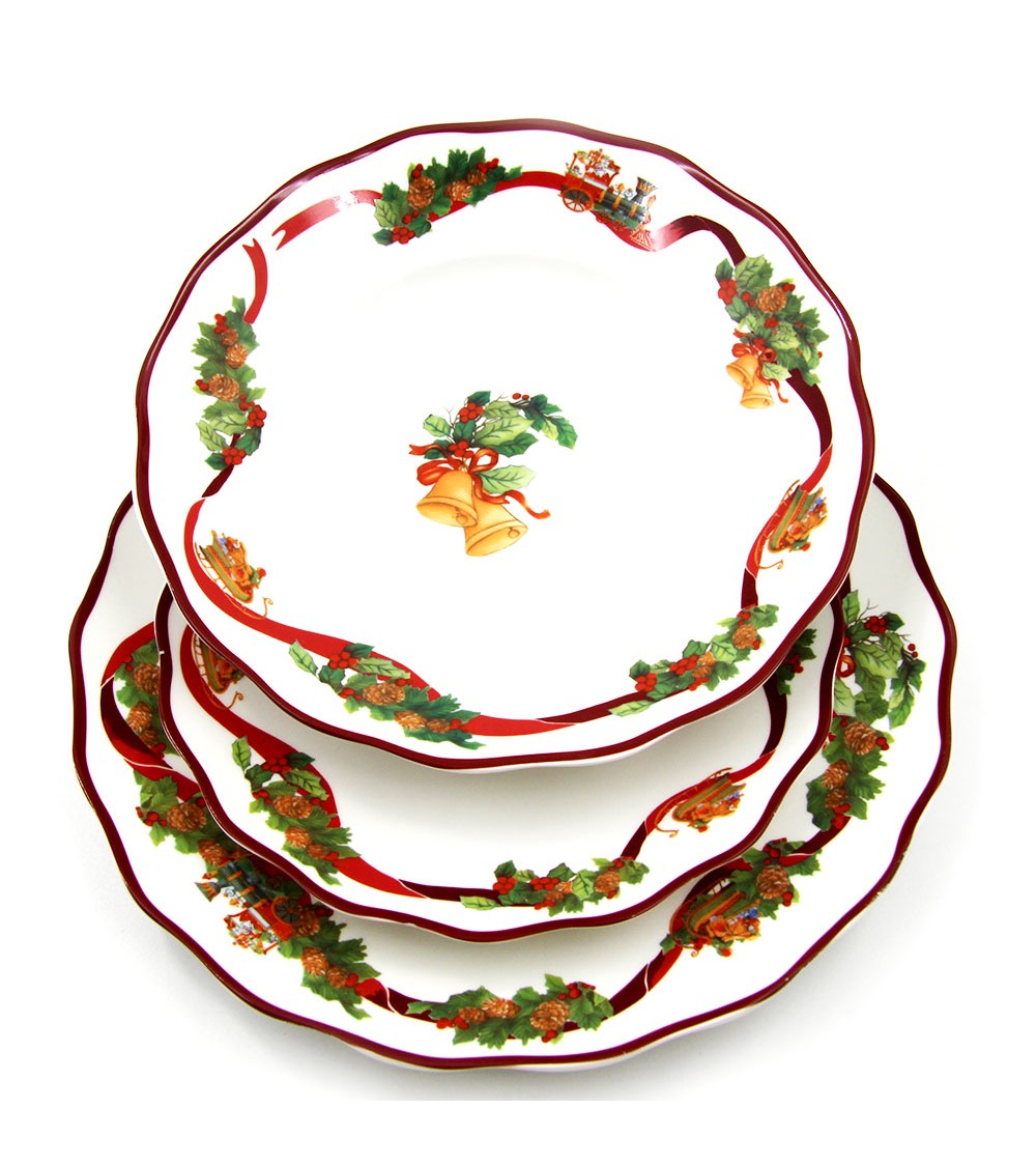 "Christmas Wishes" Porcelain Christmas Dinner Set 18 Pieces - Royal Family -  - 