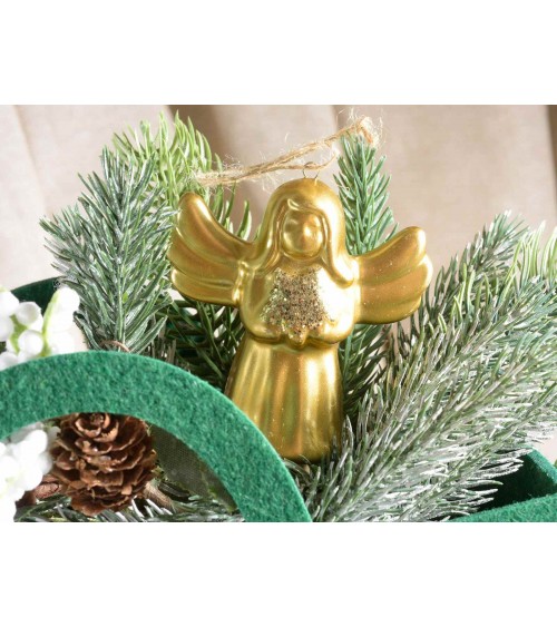 Lot de 12 anges de Noël en céramique avec étoile scintillante à suspendre - 