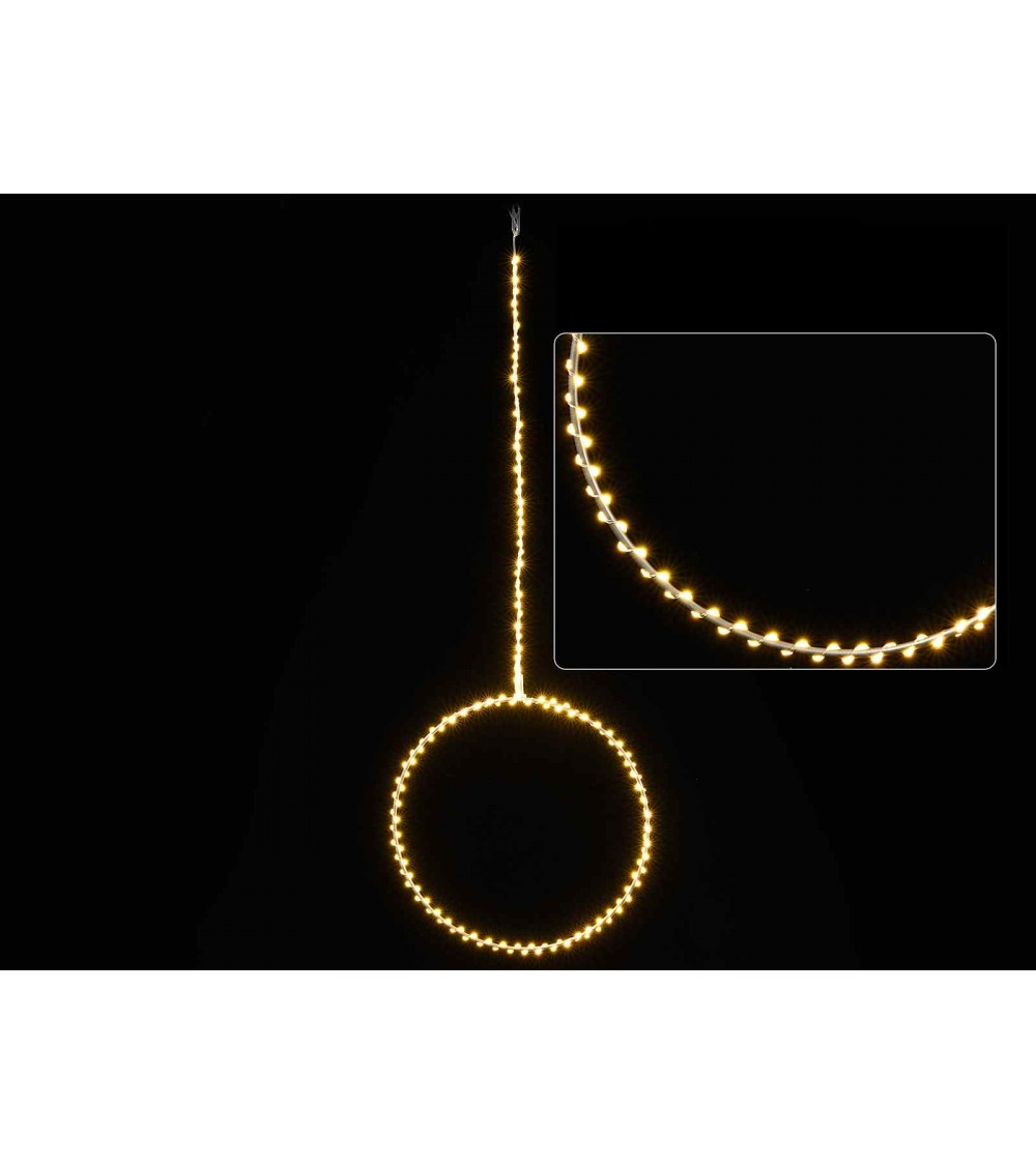 Cerchio Luminoso Natalizio con Luci Led Bianco Caldo da Appendere - 