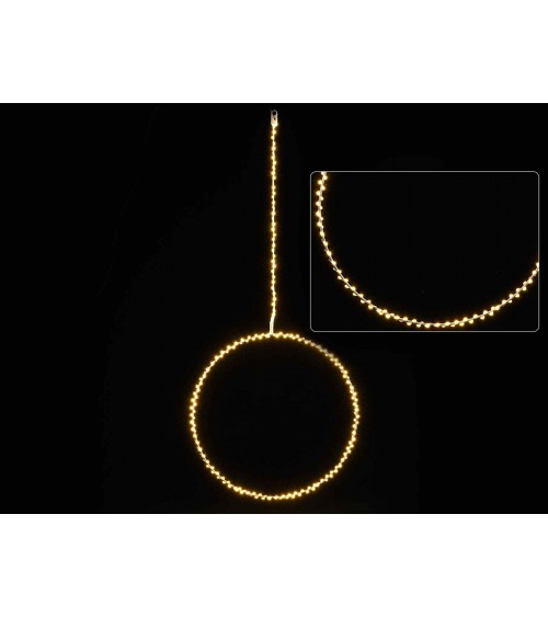 Heller Weihnachtskreis mit warmweißen LED-Lichtern zum Aufhängen - 