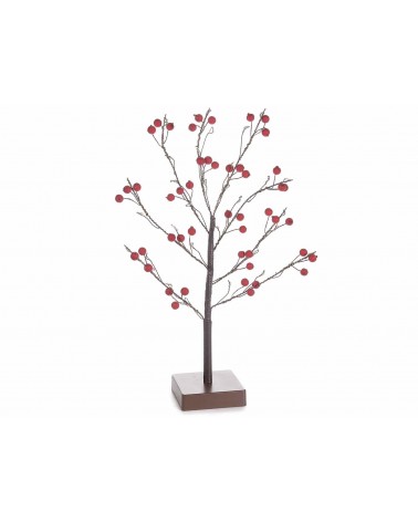 Battery Operated Christmas Tree with Warm White Led Lights and Frosted Red Berries -  - 
