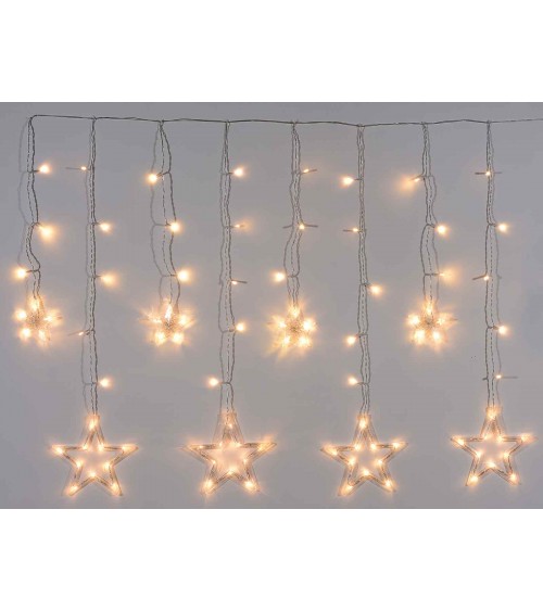 Luci Natalizie a Pioggia con Stelle Pendenti e Luci LED Bianco Caldo - 