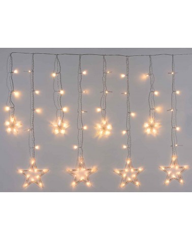 Weihnachtsregenlichter mit hängenden Sternen und warmweißen LED-Lichtern - 