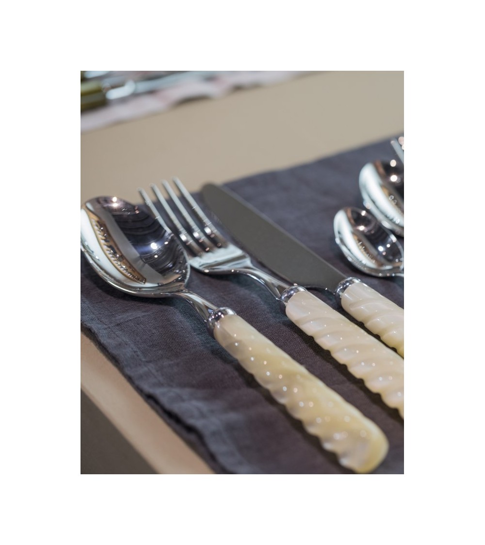24-teiliges Service - Vito-Besteck aus Edelstahl 18/10 - Perlmuttgriff - Elfenbeinfarbe - 