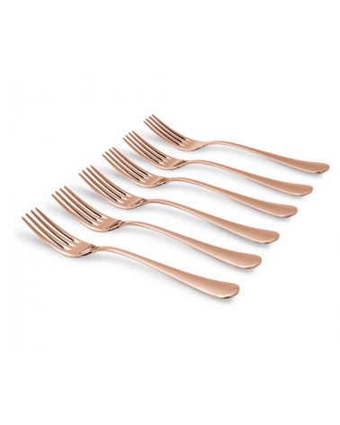Posate Dorate Rivadossi Sandro - Serena Set 6 Pezzi Forchette Tavola Acciaio Inox Oro Rosa