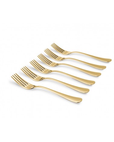 Serena Set 6 Pcs Table Forks - Polished Gold Cutlery -  -