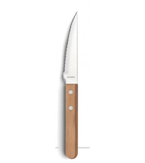 Pizza-  Coltello da Bistecca in Acciaio con Manico in Legno Amefa - 