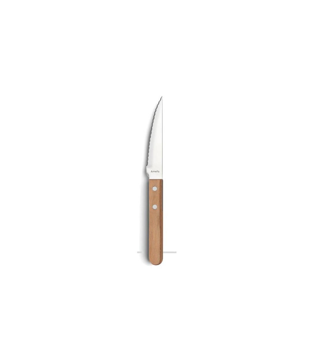 Pizza-  Coltello da Bistecca in Acciaio con Manico in Legno Amefa - 