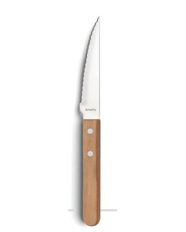 Pizza-  Coltello da Bistecca in Acciaio con Manico in Legno Amefa - 