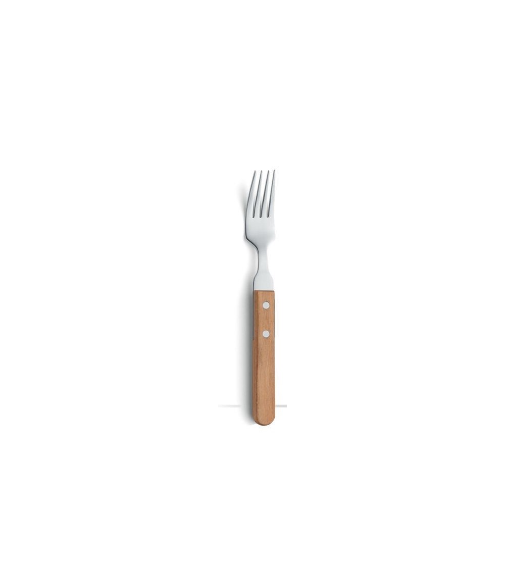 Pizza - Fourchette à Steak en Acier avec Manche en Bois Amefa -