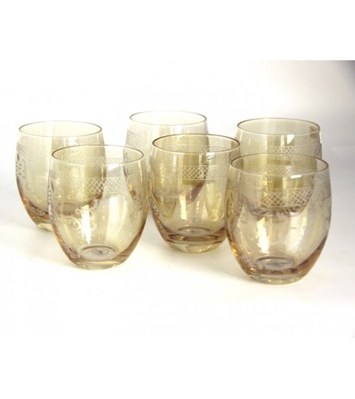 Famille Royale - Coffret de 6 Verres à Vin Low Amber avec Gravure -