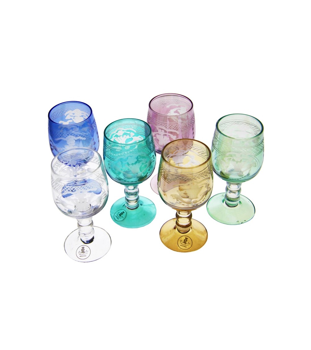 Royal Family - Set 6 Bicchierini da Liquore Molati con Incisione - 
