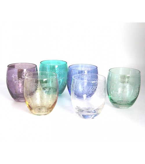 Famille Royale - Coffret de 6 Verres à Dégustation Colorés avec Gravure -