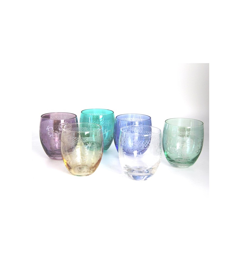 Famille Royale - Coffret de 6 Verres à Dégustation Colorés avec Gravure -