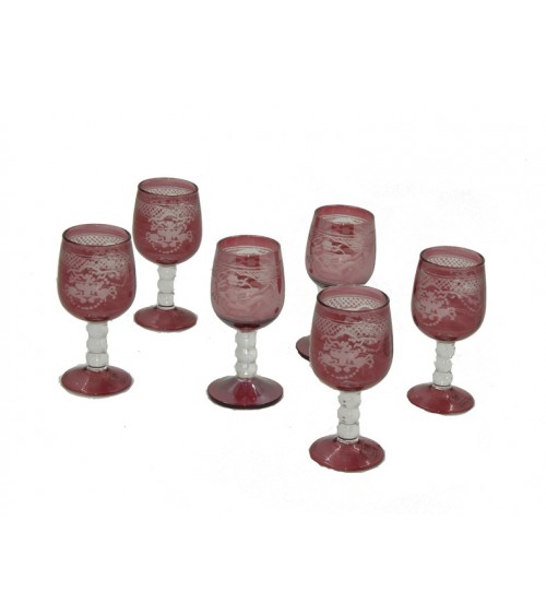 Royal Family - Set de 6 Verres à Shot Rouges avec Décorum - 