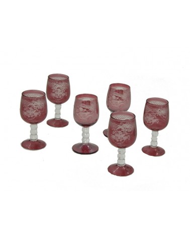 Royal Family - Set de 6 Verres à Shot Rouges avec Décorum - 